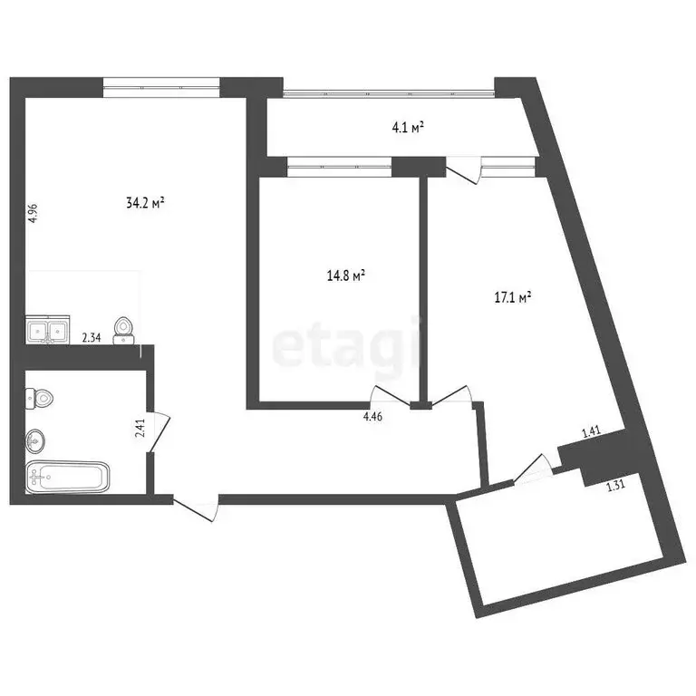 2-комнатная квартира: Тюмень, улица Николая Машарова, 10 (80 м) - Фото 1