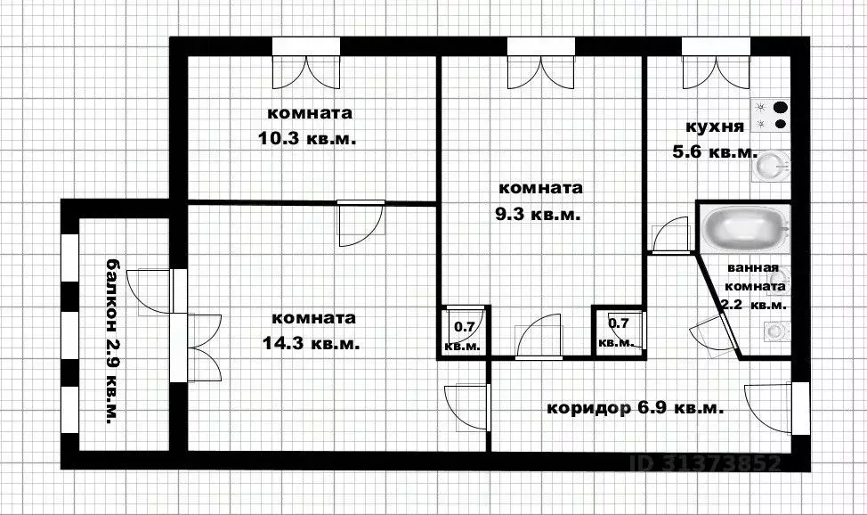 3-к кв. Башкортостан, Уфа ул. Степана Халтурина, 45 (51.0 м) - Фото 2