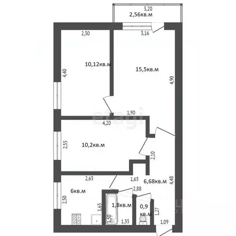 3-к кв. Башкортостан, Стерлитамак Коммунистическая ул., 3 (51.2 м) - Фото 1