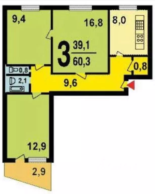 3-к кв. Москва Северный бул., 17 (60.0 м) - Фото 0