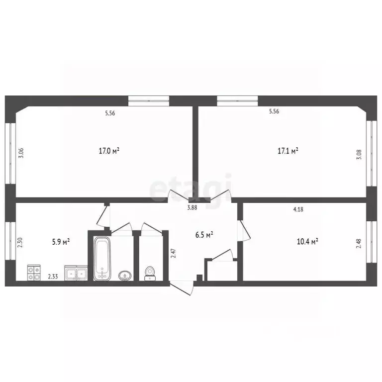 3-к кв. Архангельская область, Новодвинск ул. 3-й Пятилетки, 34 (60.7 ... - Фото 1