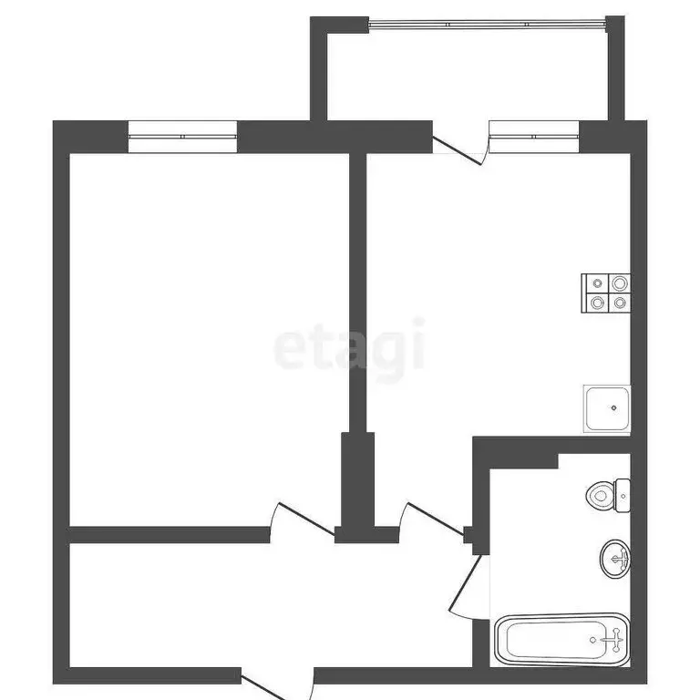 1-комнатная квартира: Тюмень, улица Андрея Бушуева, 2 (34.2 м) - Фото 1