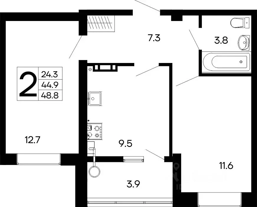 2-к кв. Крым, Феодосия ш. Симферопольское, 48к1 (48.8 м) - Фото 1