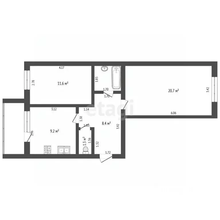 2-к кв. Мордовия, Рузаевка ул. Юрасова, 11В (54.3 м) - Фото 2