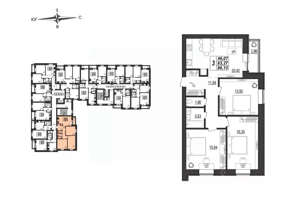 3-к кв. Мордовия, Саранск ул. 1-я Набережная, 56 (86.13 м) - Фото 0