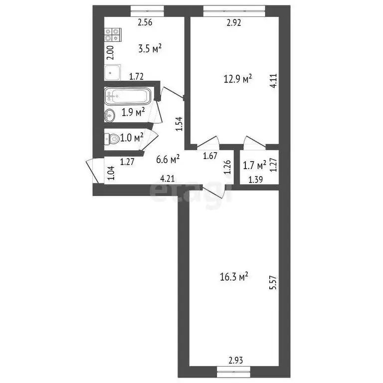 2-комнатная квартира: Ишим, улица Республики, 76А (45 м) - Фото 0