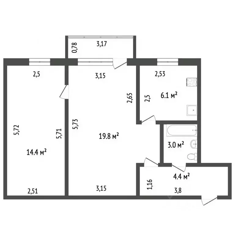 2-к кв. Башкортостан, Стерлитамак ул. Худайбердина, 164 (42.4 м) - Фото 2