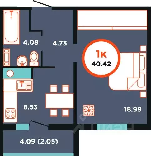 1-к кв. Калининградская область, Калининград Пригородная ул., 11 ... - Фото 1