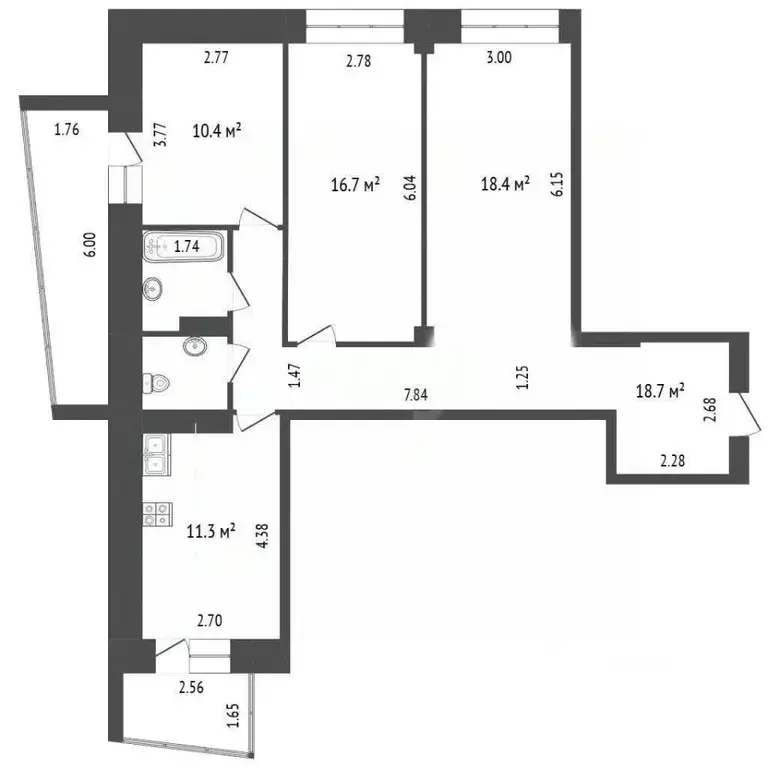 3-к кв. Омская область, Омск ул. 24-я Северная, 204к1 (93.0 м) - Фото 1