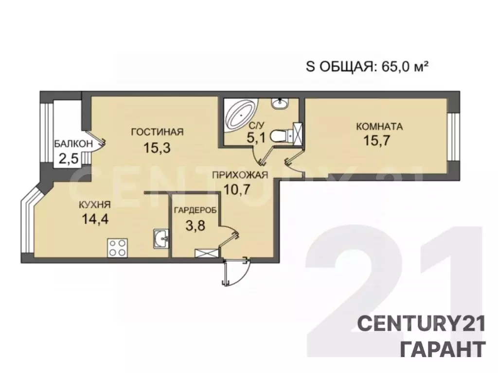2-к кв. Санкт-Петербург Малая Бухарестская ул., 12/1 (65.0 м) - Фото 2