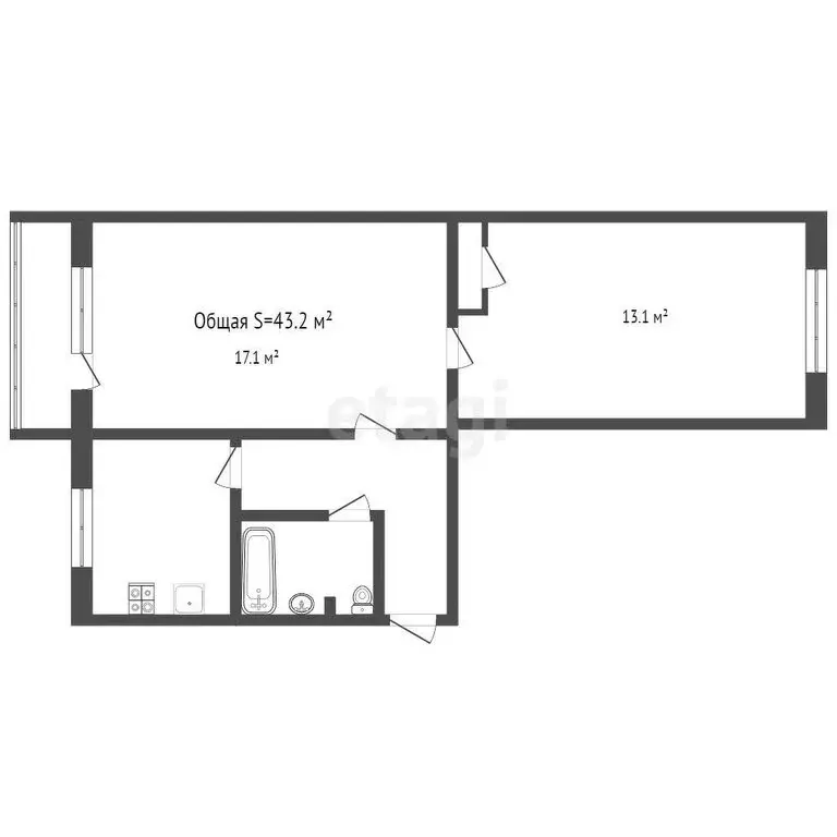 2-комнатная квартира: Междуреченск, Кузнецкая улица, 37 (46 м) - Фото 0
