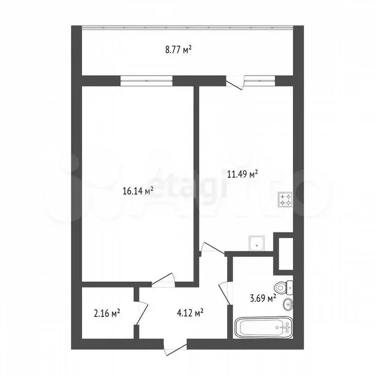 1-к. квартира, 37,6 м, 7/17 эт. - Фото 1