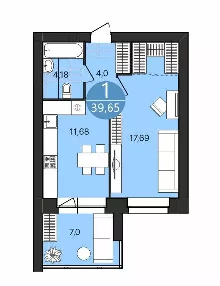 1-комнатная квартира: Ярославль, Клубная улица, 5 (39.65 м) - Фото 0