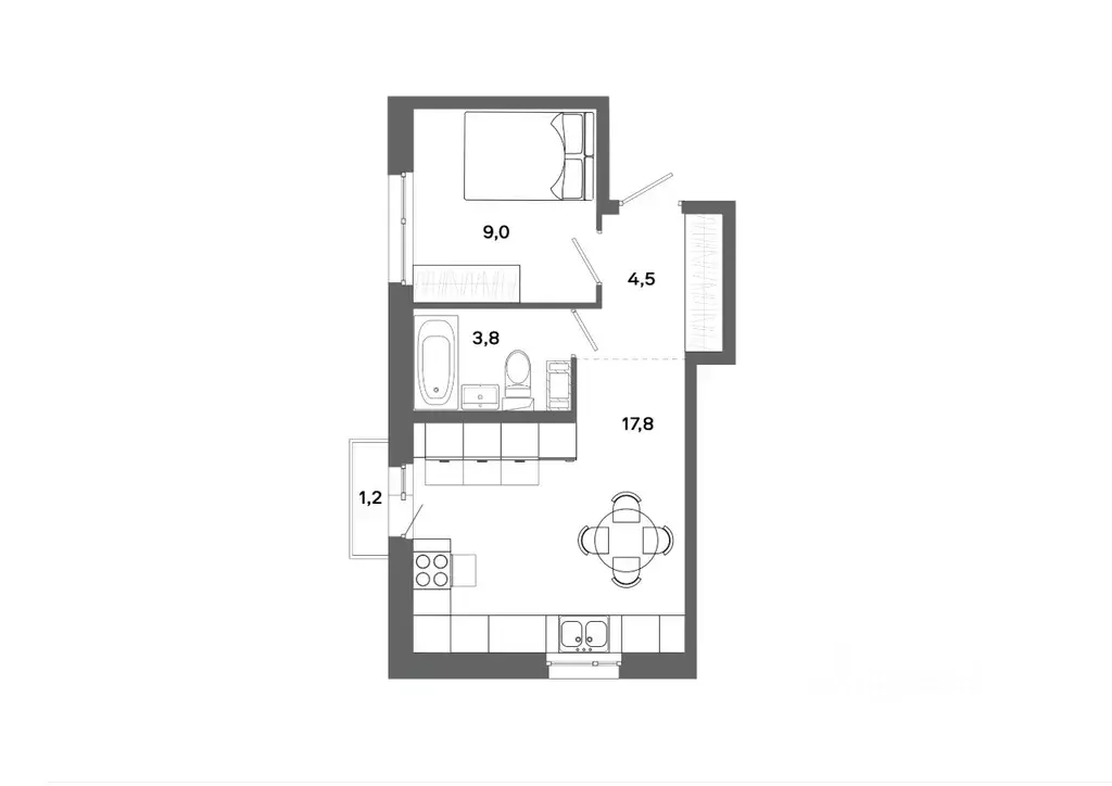 1-к кв. Ханты-Мансийский АО, Сургут 30А мкр,  (35.1 м) - Фото 0