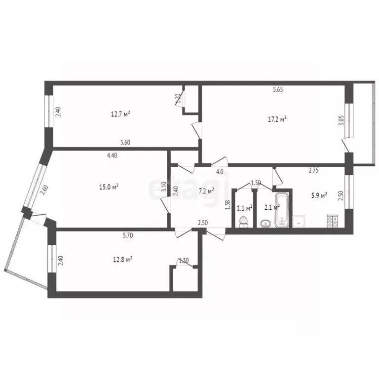 4-к кв. Архангельская область, Коряжма просп. Имени М.В. Ломоносова, 7 ... - Фото 2