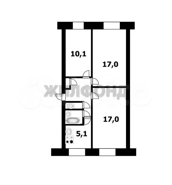 3-к. квартира, 60,1 м, 1/5 эт. - Фото 0