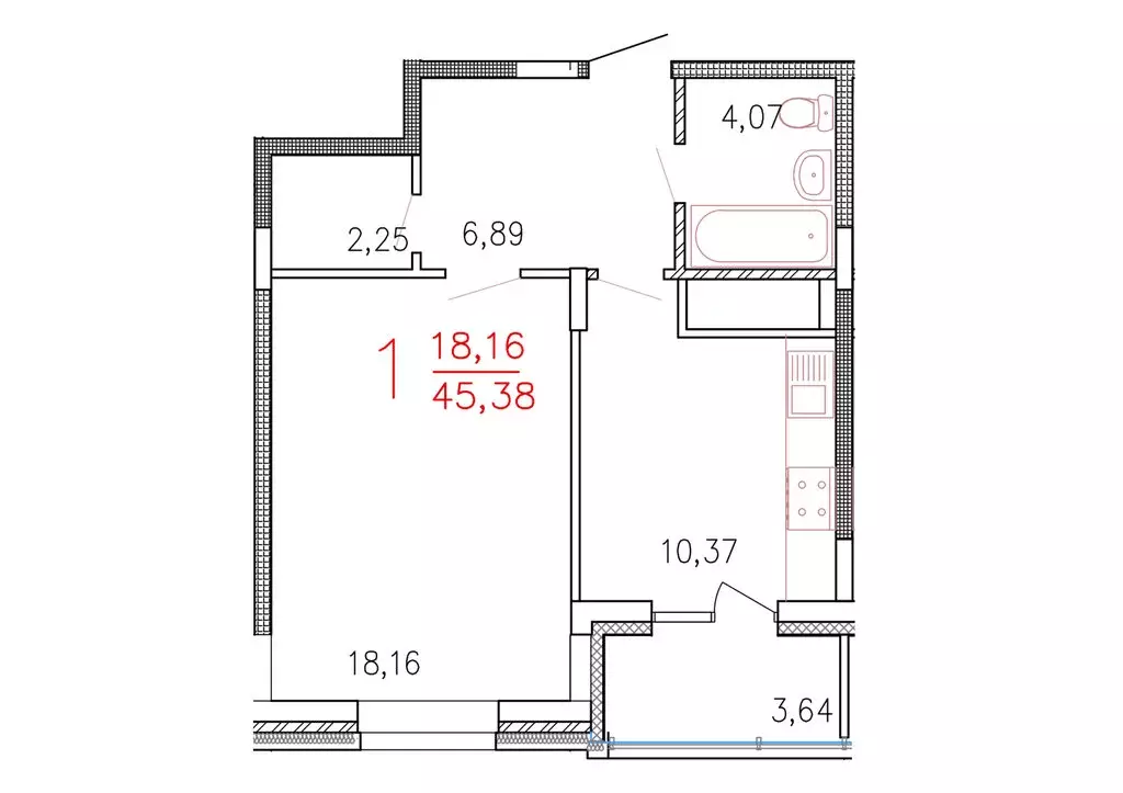 1-комнатная квартира: Тверь, Планерная улица, 8 (45.4 м) - Фото 1