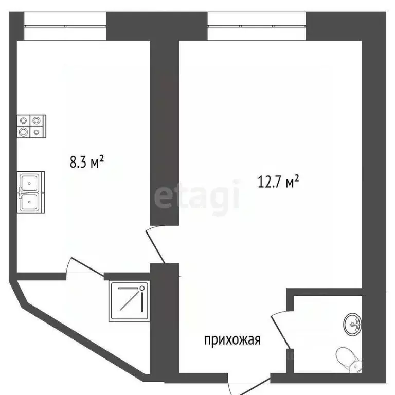 1-к кв. Псковская область, Псков Инженерная ул., 82 (24.1 м) - Фото 2