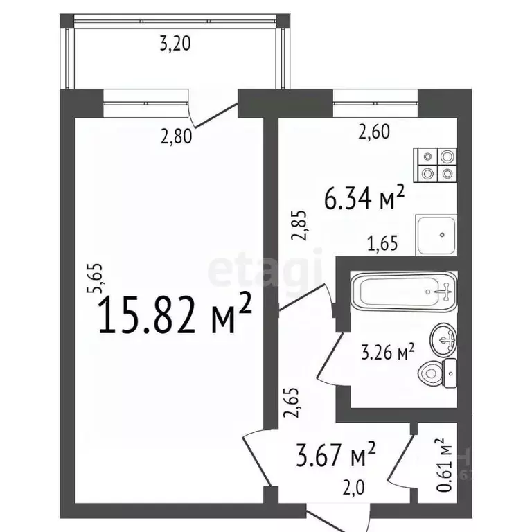 1-к кв. Ульяновская область, Ульяновск Киевский бул., 15 (41.0 м) - Фото 2
