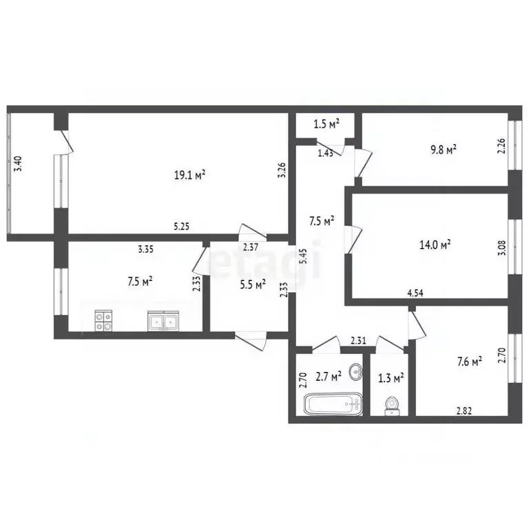 4-к кв. Крым, Ленино пгт ул. Шоссейная, 47 (76.9 м) - Фото 2