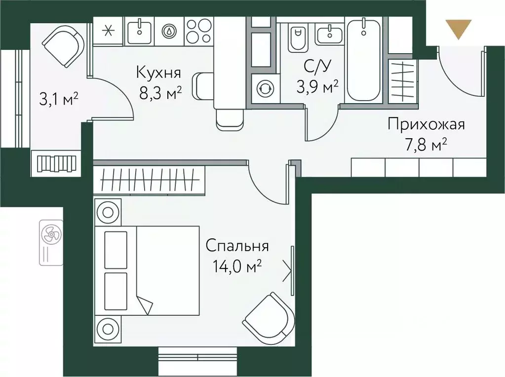1-к кв. Волгоградская область, Волгоград Новосибирская ул., 74 (37.1 ... - Фото 0