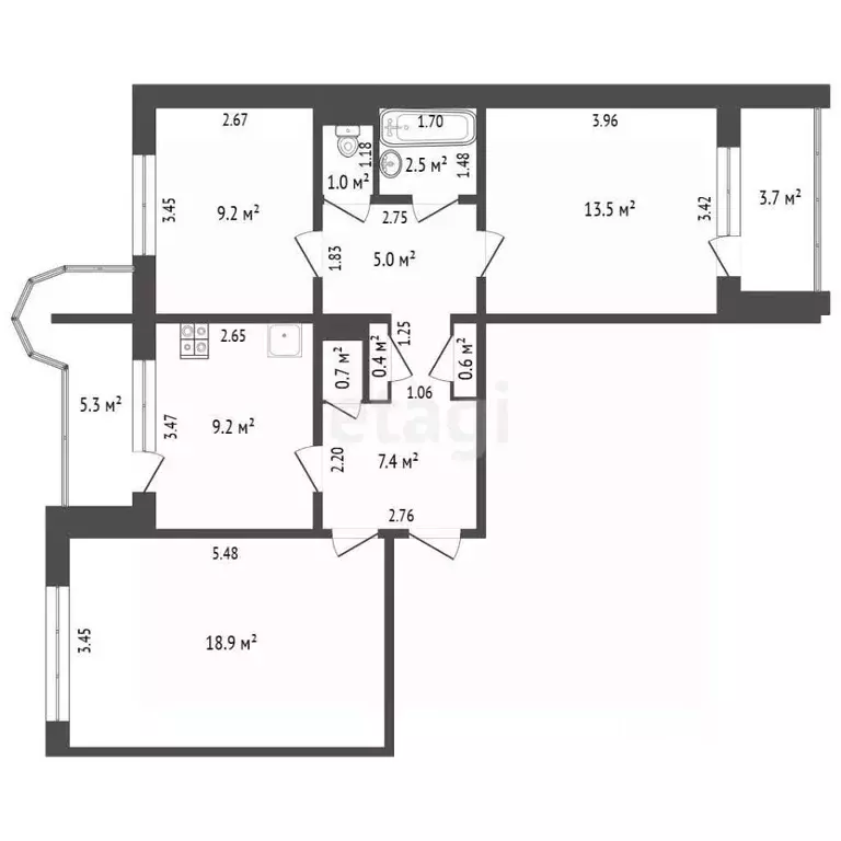 3-к кв. Самарская область, Самара ул. Губанова, 28 (72.9 м) - Фото 1