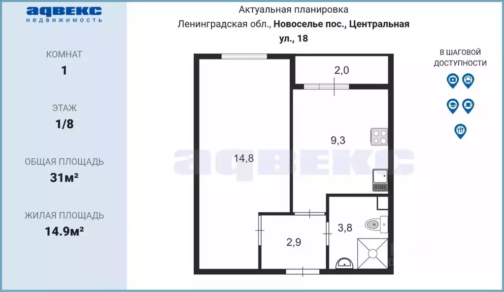 1-к кв. Ленинградская область, Ломоносовский район, Аннинское ... - Фото 1