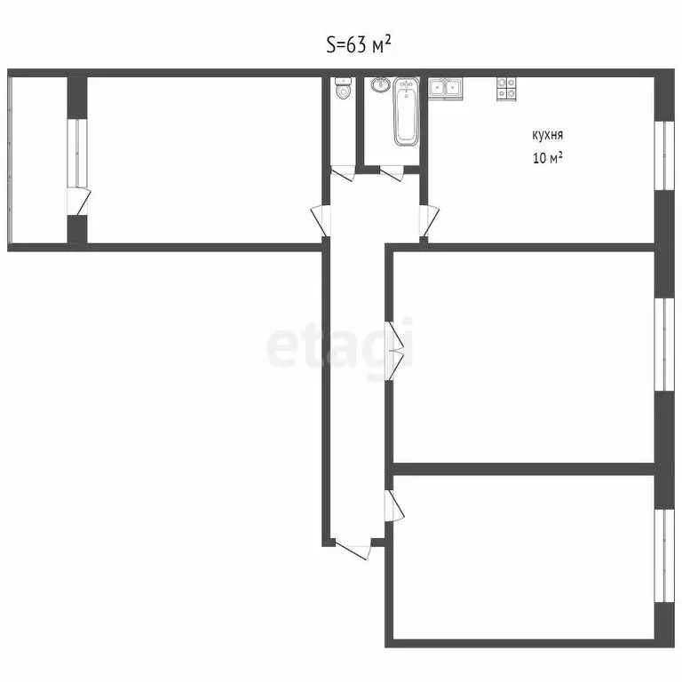 3-комнатная квартира: Бийск, Ударная улица, 92/1 (64 м) - Фото 1