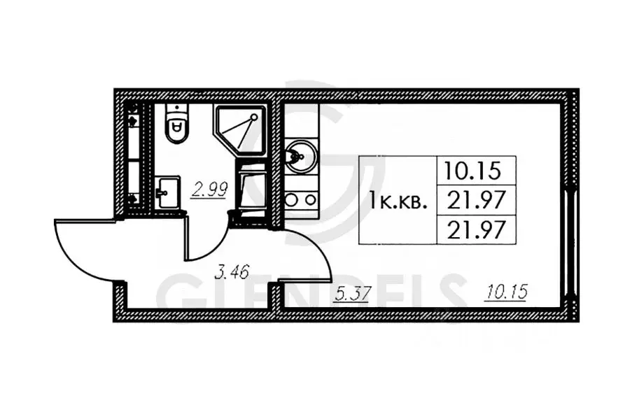 Студия Санкт-Петербург ул. Маршала Казакова, 21к3 (21.8 м) - Фото 1