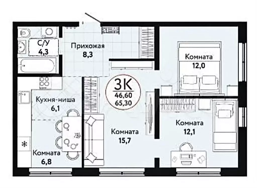 3-к кв. Новосибирская область, Новосибирск ул. Радиостанция № 2, 22/2 ... - Фото 0