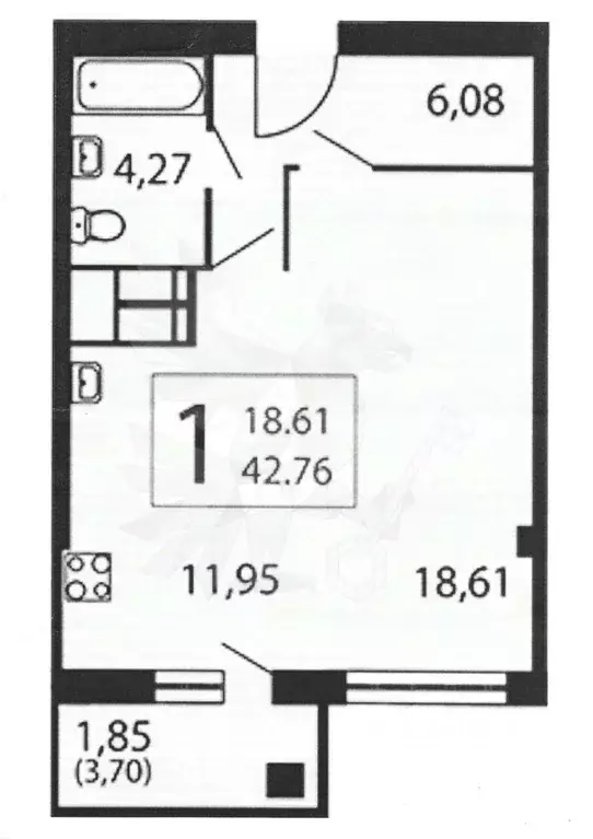 1-к кв. Москва Краснобогатырская ул., 24 (41.3 м) - Фото 2