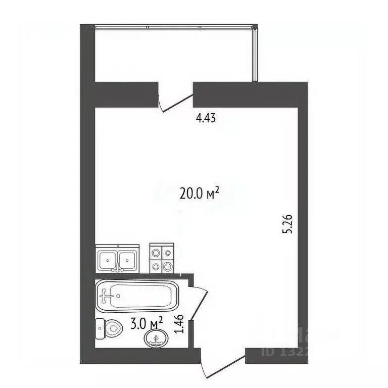 Студия Вологодская область, Вологда Судоремонтная ул., 2Г (23.0 м) - Фото 2