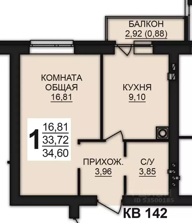 1-к кв. Ивановская область, Ивановский район, Богданихское с/пос, д. ... - Фото 1