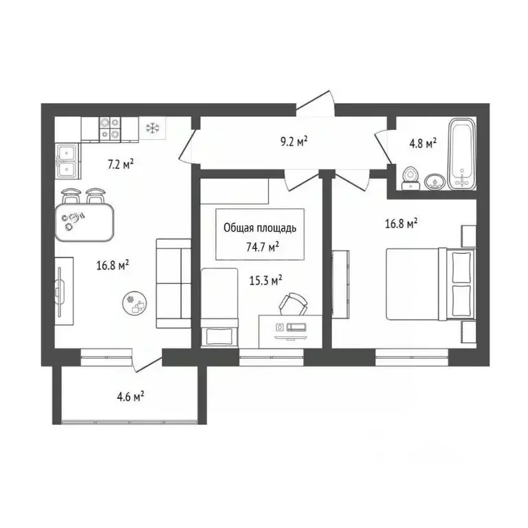 2-к кв. Новосибирская область, Бердск Бердские кварталы жилой ... - Фото 1