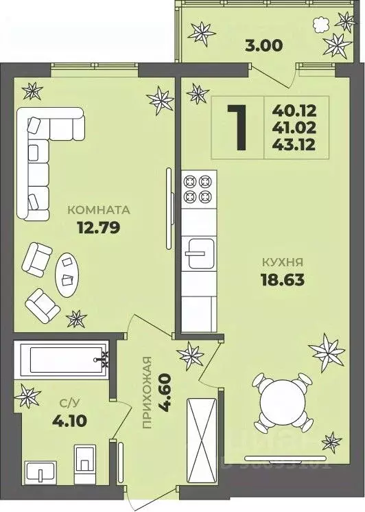 1-к кв. Калининградская область, Калининград ул. Генерала Толстикова, ... - Фото 1