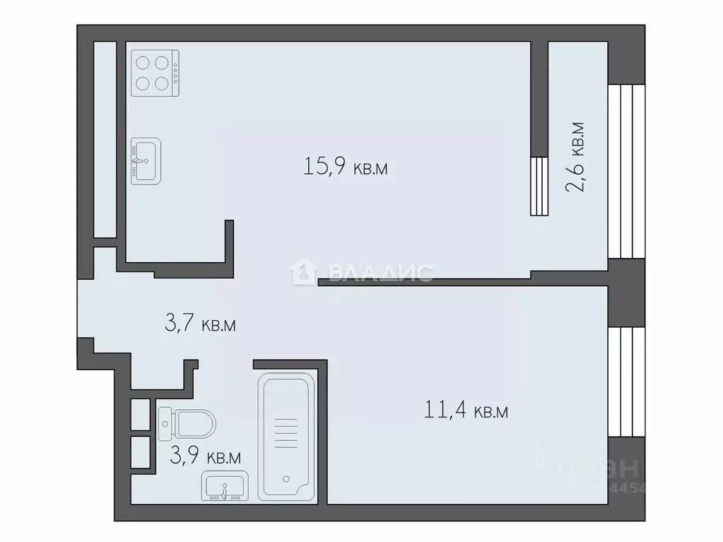 1-к кв. Рязанская область, Рязань Московское ш., 49к1 (38.0 м) - Фото 1