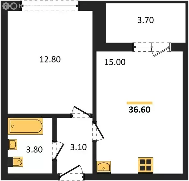 1-комнатная квартира: Воронеж, проспект Труда, 93к4 (36.4 м) - Фото 1