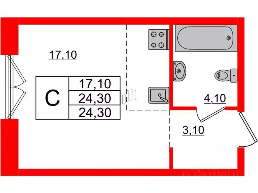 Квартира, студия, 24.1 м - Фото 1