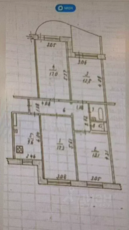 4-к кв. Татарстан, Казань Чистопольская ул., 19 (84.0 м) - Фото 2