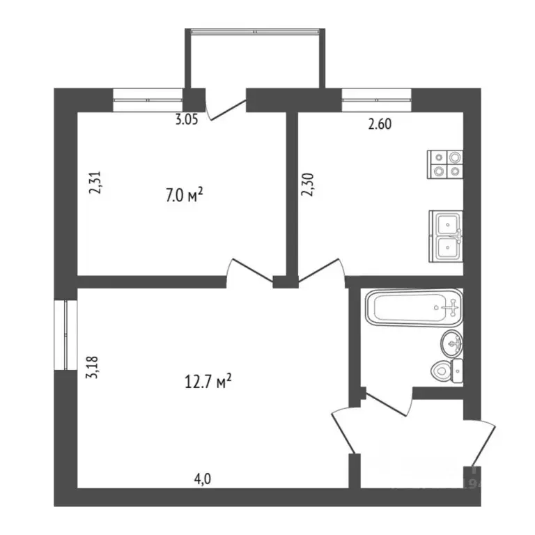 2-к кв. Тюменская область, Тюмень ул. Мельникайте, 84 (30.6 м) - Фото 2