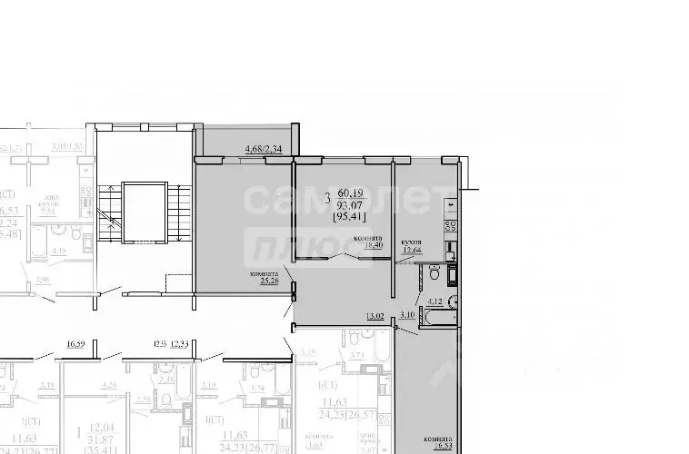 3-к кв. Челябинская область, Челябинск ул. Маршала Чуйкова, 26А (93.0 ... - Фото 2