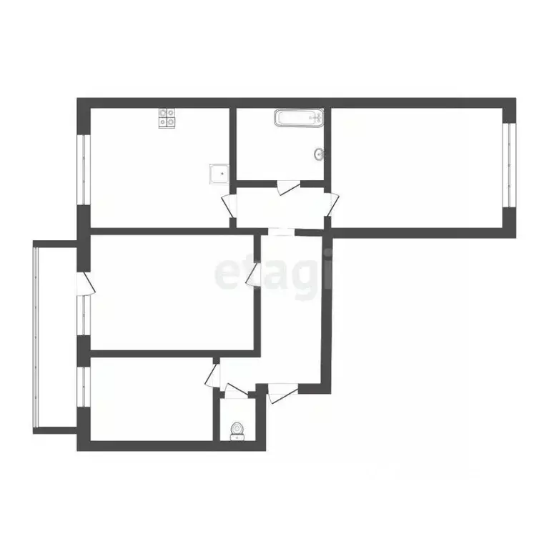 3-к кв. Тюменская область, Тюмень Депутатская ул., 78 (62.5 м) - Фото 2
