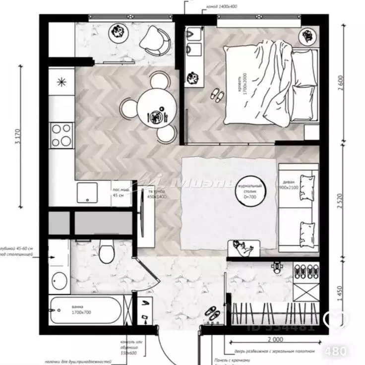1-к кв. Крым, Симферопольский район, с. Мирное ул. Крымской Весны, 5к2 ... - Фото 2