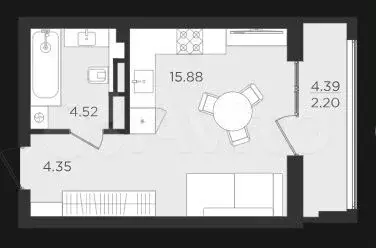 Квартира-студия, 29,1 м, 3/9 эт. - Фото 1