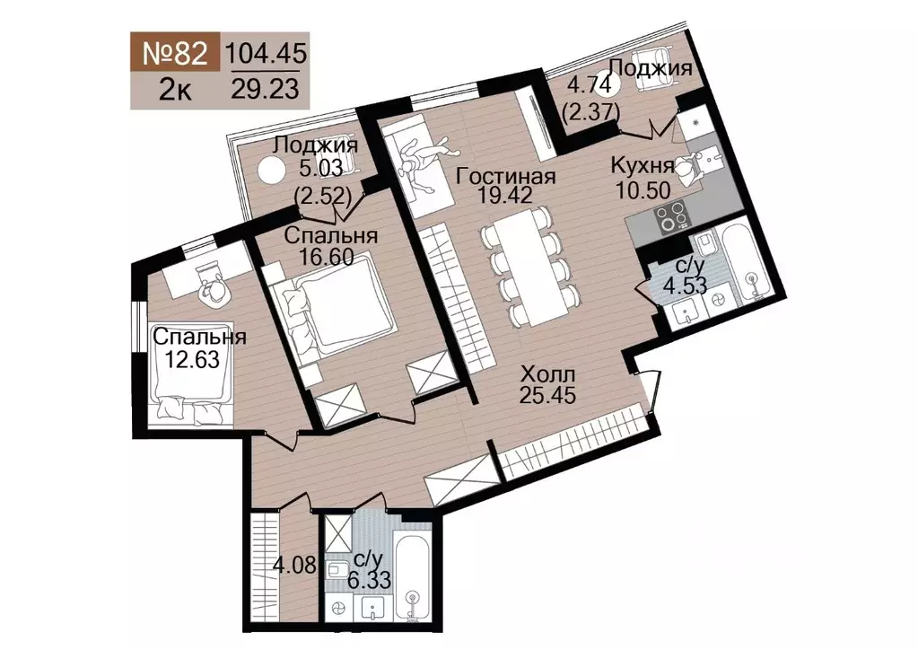 2-к кв. Калининградская область, Гурьевск  (104.45 м) - Фото 1