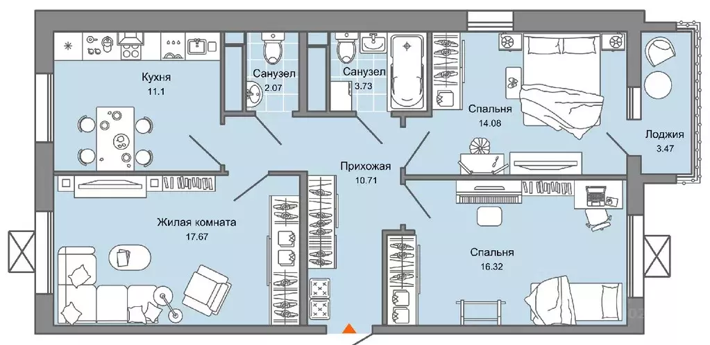 3-к кв. Ульяновская область, Ульяновск Новый Город мкр, 10-й кв-л, ... - Фото 0