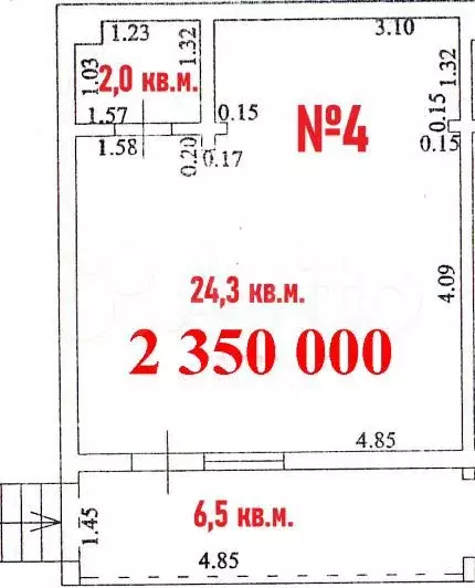 Квартира-студия, 32,8 м, 2/2 эт. - Фото 0