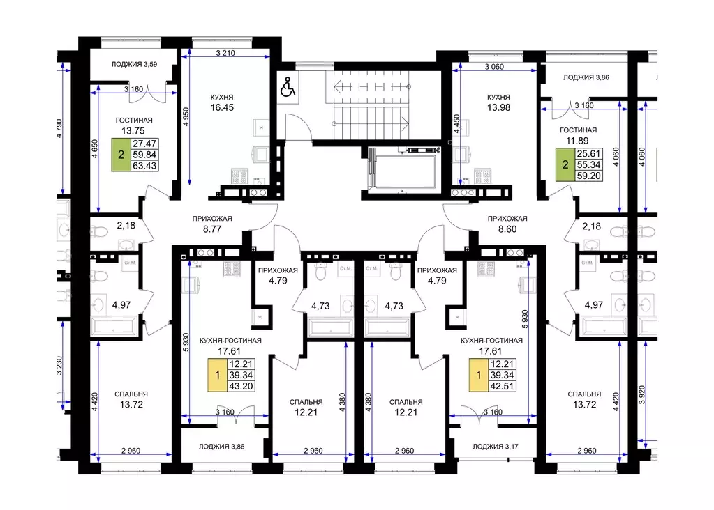 2-к кв. Калининградская область, Гурьевск Включи жилой комплекс (59.2 ... - Фото 2