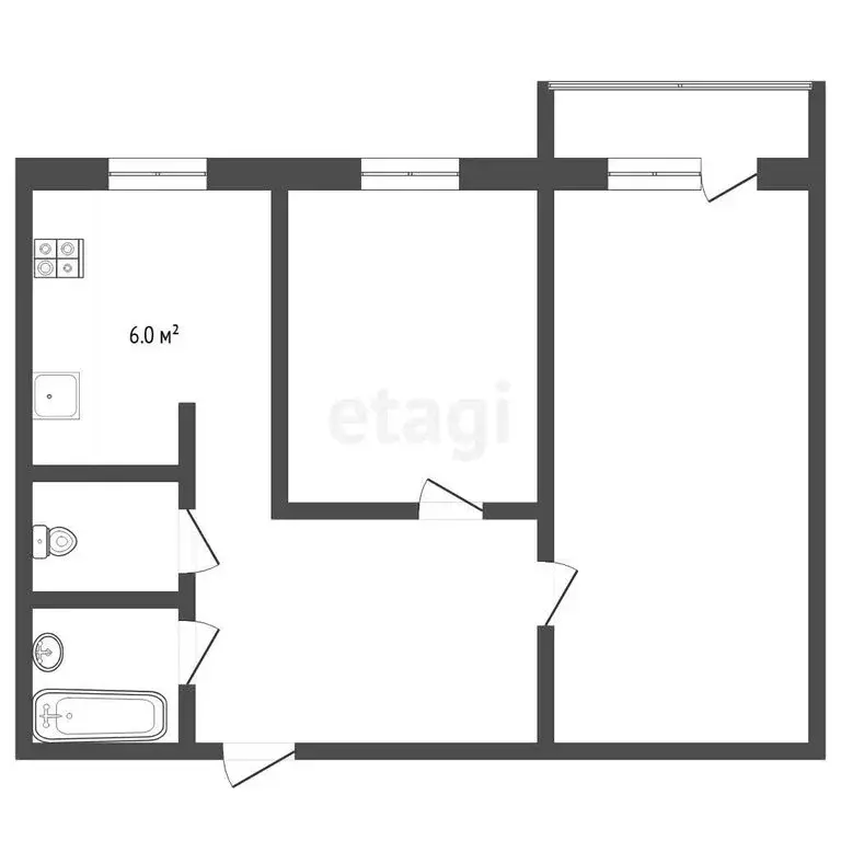 2-комнатная квартира: Тюмень, улица 30 лет Победы, 115А (45.8 м) - Фото 1