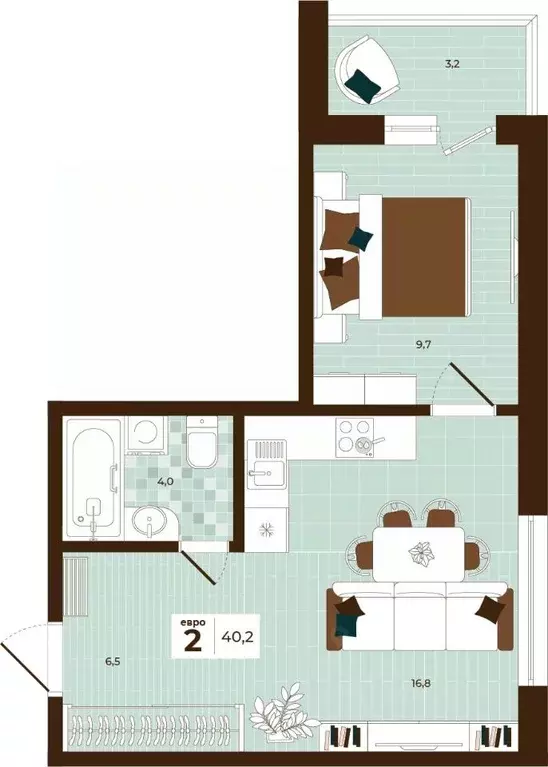 2-к кв. Тульская область, Тула ул. Академика Насоновой, 3 (40.2 м) - Фото 1
